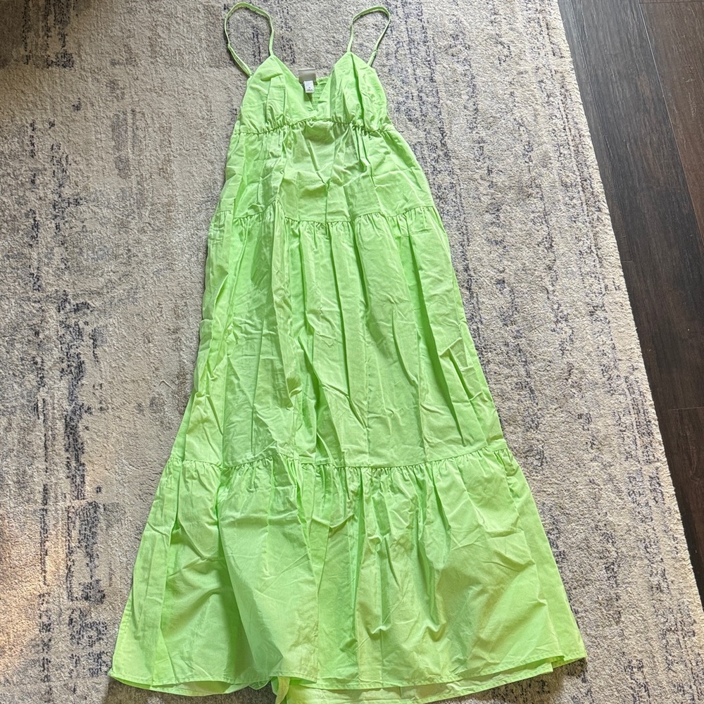 Target Women’s Neon Lime Tiered Sundress Dress with Open Back Detail